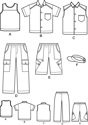 Simplicity 5218 toddlers boys pants, shirts sewing pattern