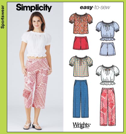 Simplicity 5665 ms' top capri pants & shorts