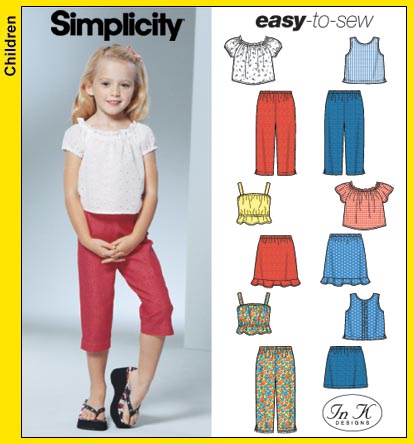 Uncut Simplicity Sewing Pattern Child's Knit Dress, Top, Capri Leggings  Size 3-8 Simplicity 1435 Pullover Top, Dressand Leggings FF 