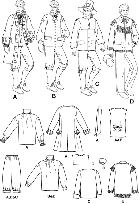 Simplicity Mens Colonial Historical Costumes Pattern 5958 Size XS S M L ...