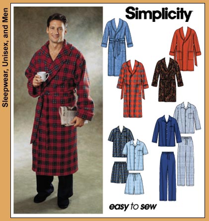 Patron De Couture Simplicity 1021 - Pyjama Et Robe De Chambre Pour Homme - Tailles XS à XL - Instructions En Anglais