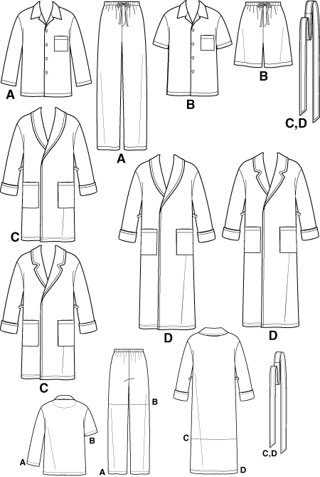 Simplicity 7045 Men's Pajamas and Robe sewing pattern