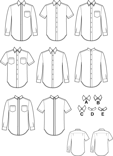 Simplicity 7187 Men's Shirts-8 looks