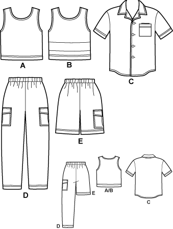 Simplicity 8719 Boys Shirt Pants and Shorts
