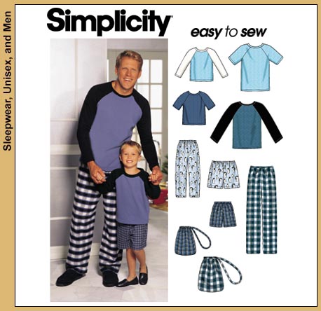 Simplicity 9499 Unisex Pajamas and knit top