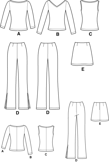 Simplicity 9888 Juniors tops, pants, miniskirt
