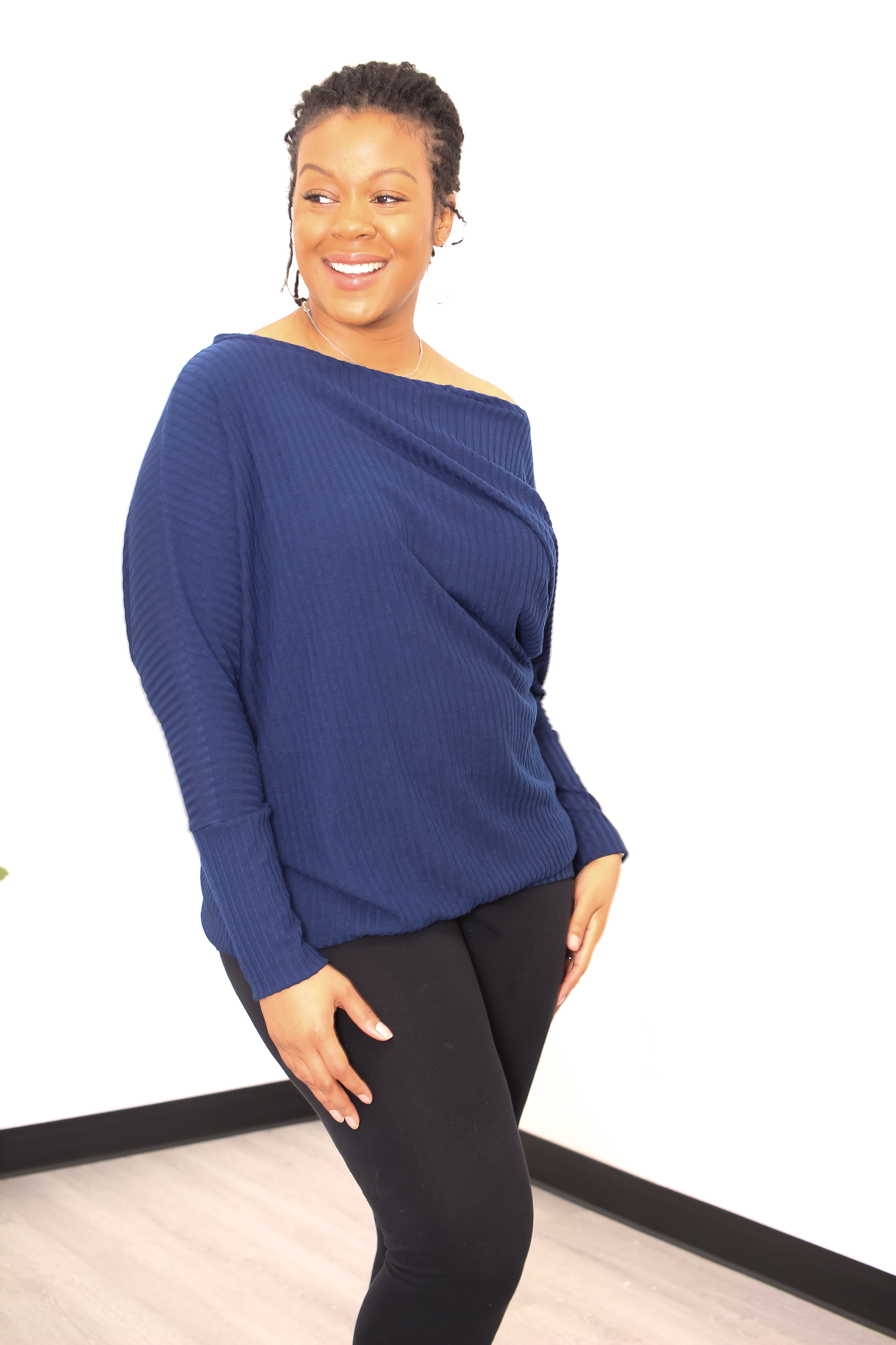 Style Sew Me Jenna One Shoulder Asymmetrical Knit Lounge Top