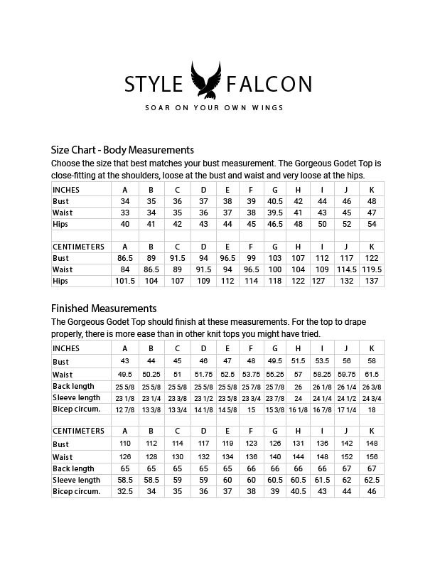 Style Falcon 2301 Gorgeous Godet Top Downloadable Pattern
