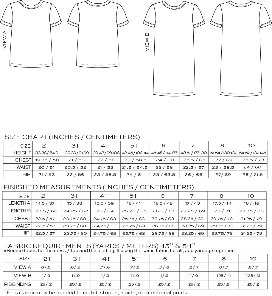 True Bias 0203 Mini Rio Ringer T-Shirt and Dress Downloadable Pattern