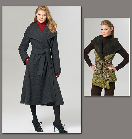 Vogue sewing pattern V9340 femme manteau avec loose Ajustée Hoods