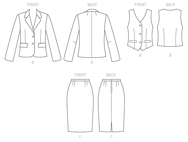 9138 A5,Misses Jacket,Vest and Skirt,Sizes 6-8-10-12-14 Vogue Patterns