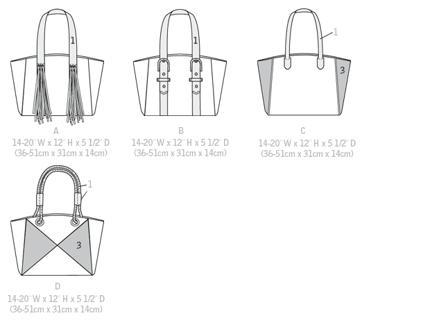 Vogue Patterns 9178 Fringed, Buckled and Seam-Detailed Bags