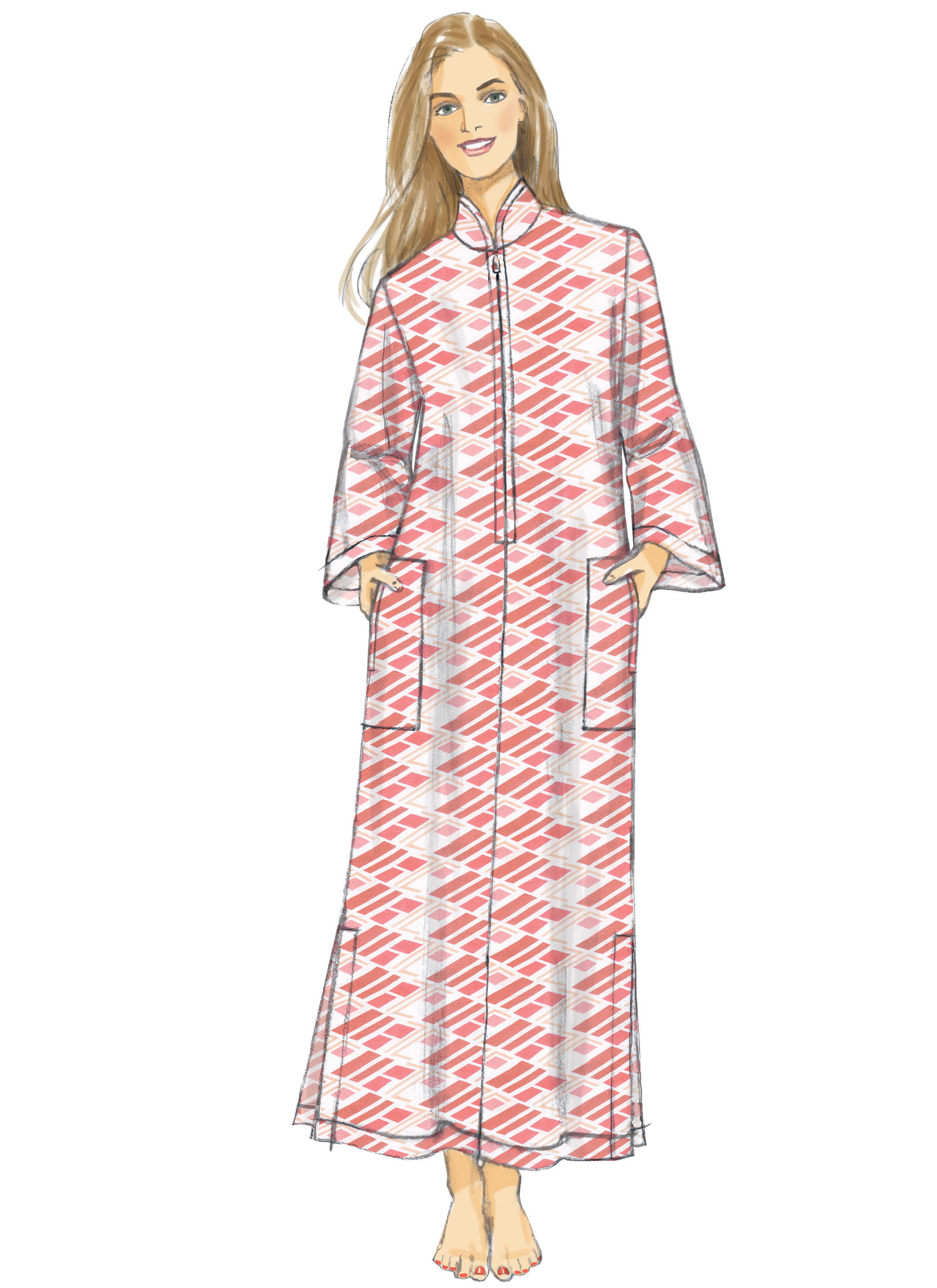  Vogue Patterns 9232 MISSES ZIP FRONT DOLMAN SLEEVE CAFTANS 