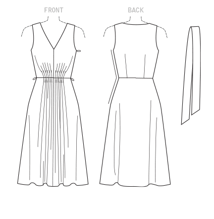 Vogue Patterns 1543 MISSES' LINED V-NECK DRESS WITH FRONT PLEATS AND ...