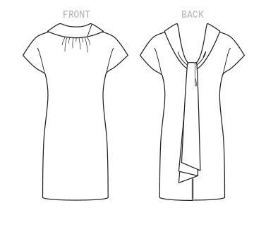 Vogue Patterns 1544 MISSES' LINED SHIFT DRESS WITH BACK DROP-COLLAR AND TIE