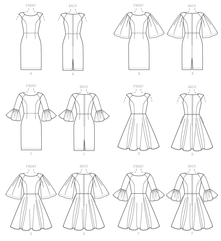 Vogue Patterns 9239 MISSES' PRINCESS SEAM DRESSES WITH SLEEVE AND SKIRT  VARIATIONS