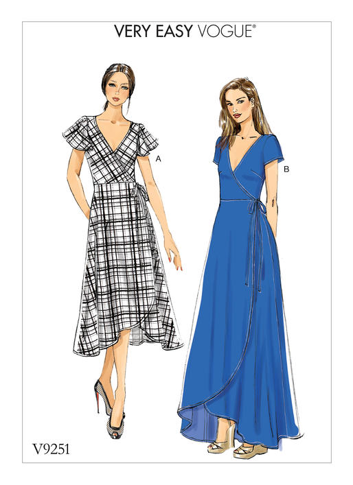 Vogue Patterns 9251 MISSES' WRAP DRESSES WITH TIES, SLEEVE AND LENGTH ...