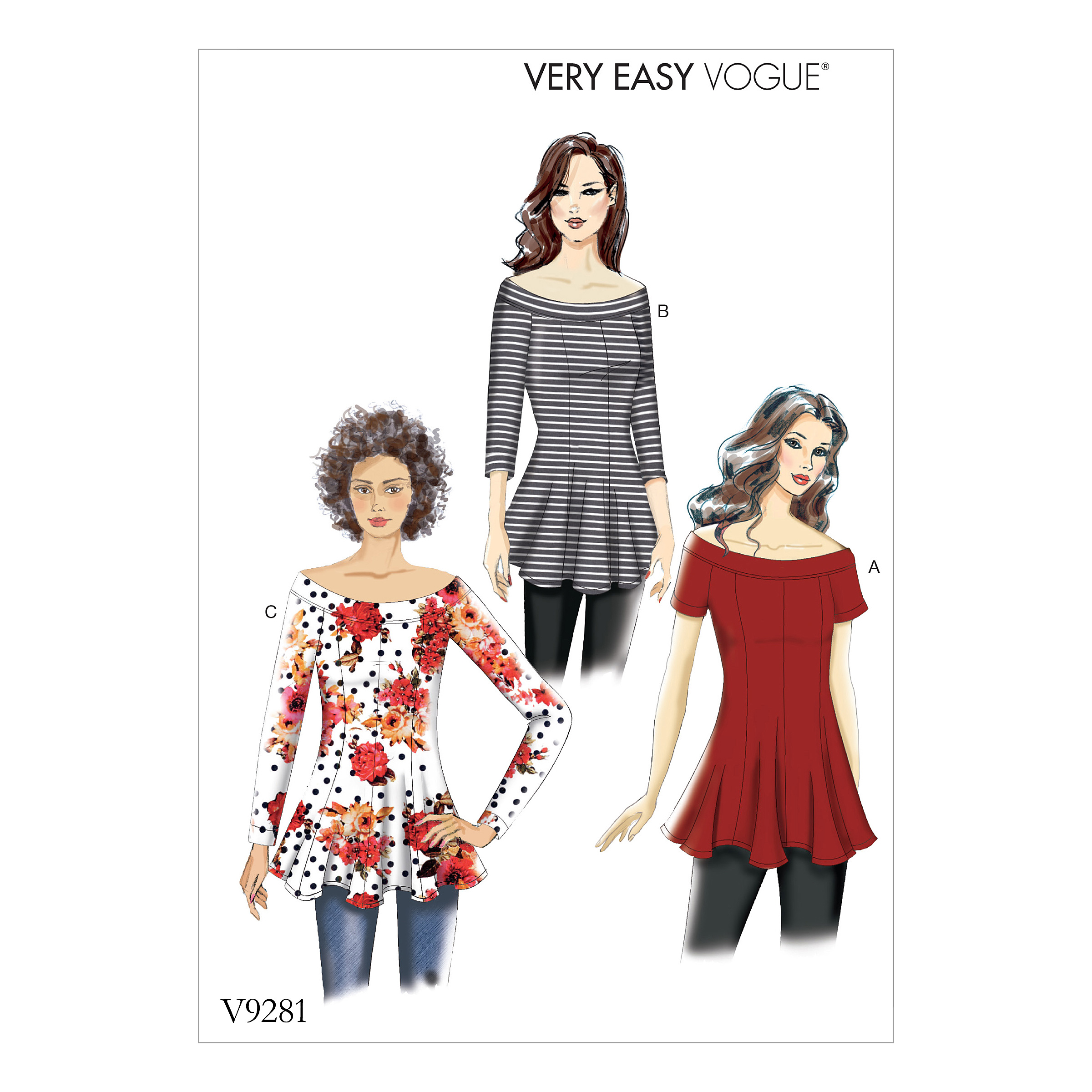 Vogue Patterns 9281 MISSES' KNIT FLARE-AND-FLARE TOP