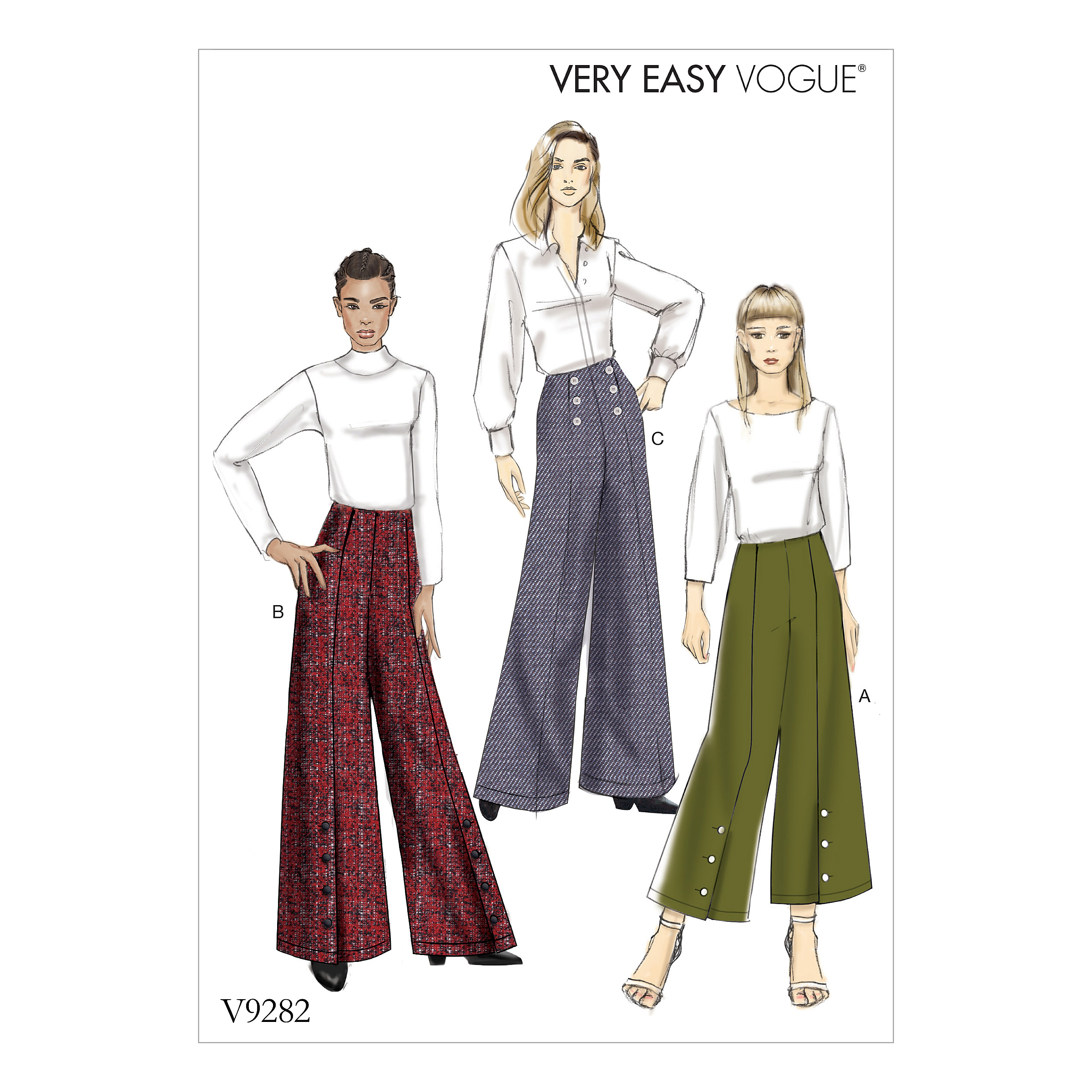 Vogue Patterns 9282 MISSES' HIGH-WAISTED PANTS WITH BUTTON DETAIL