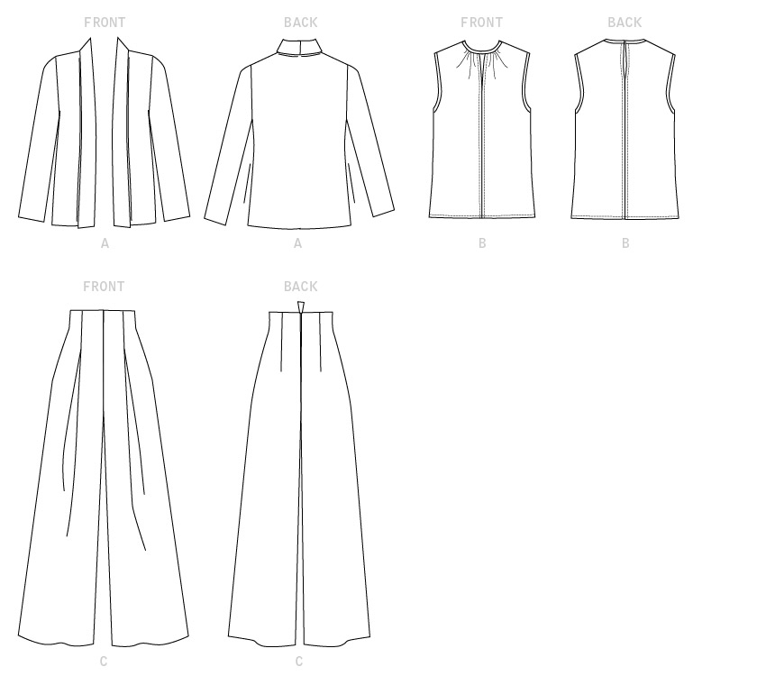 V1620 Misses' Jacket, Top and Pants (size: 14-16-18-20-22)
