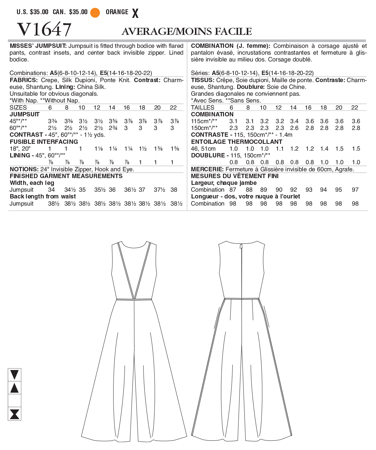 Vogue Patterns 1647 MISSES' JUMPSUIT