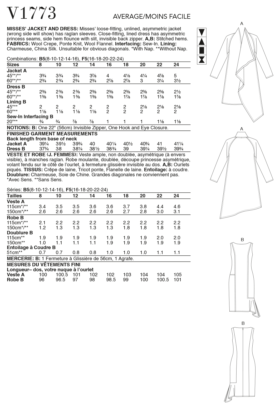 Vogue Patterns 1773 Misses' Jacket & Dress