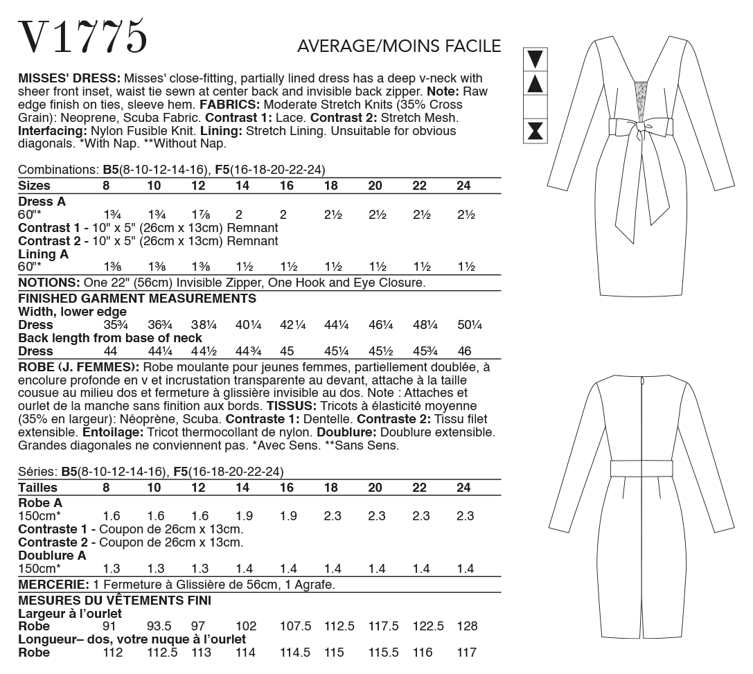 High Waist Sheath Dress Vogue Pattern V1775 Dress