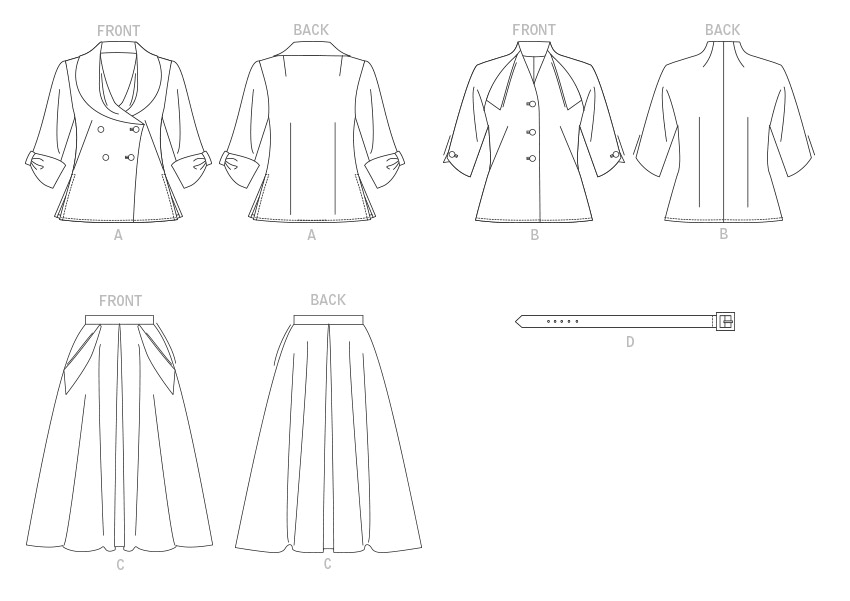Vogue Patterns 1863 Misses' Blouse, Skirt and Belt