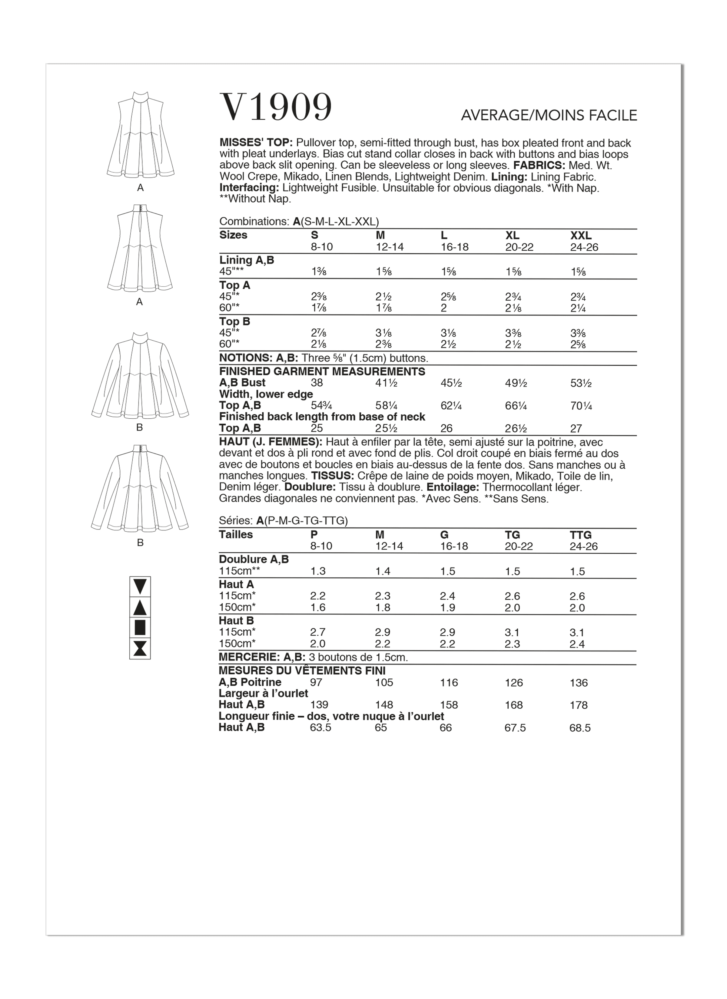 Vogue Patterns 1909 Misses' Top