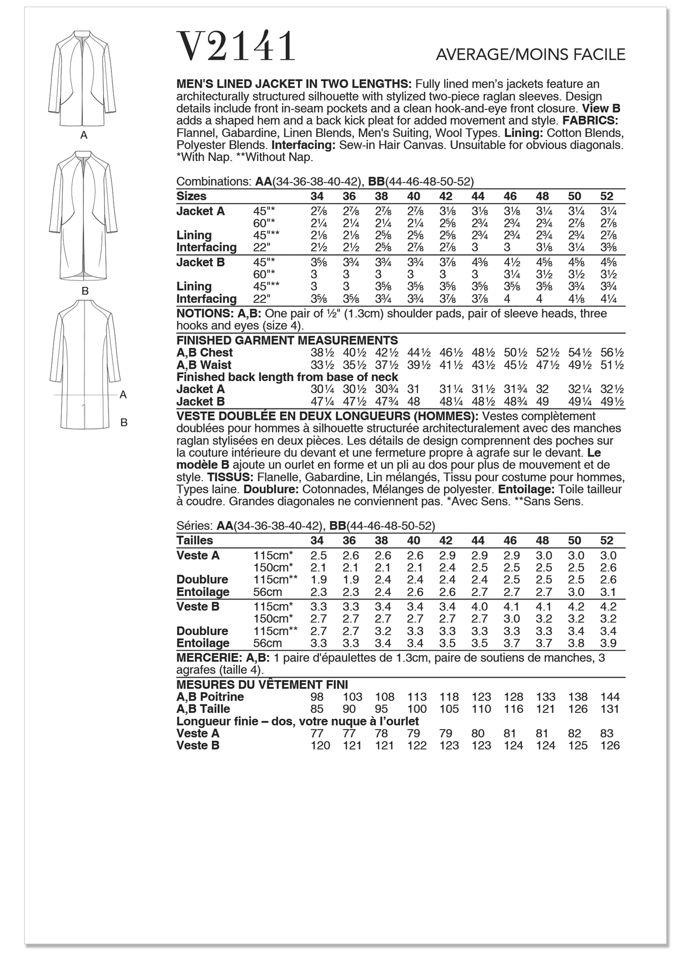 Vogue Patterns 2141 Men