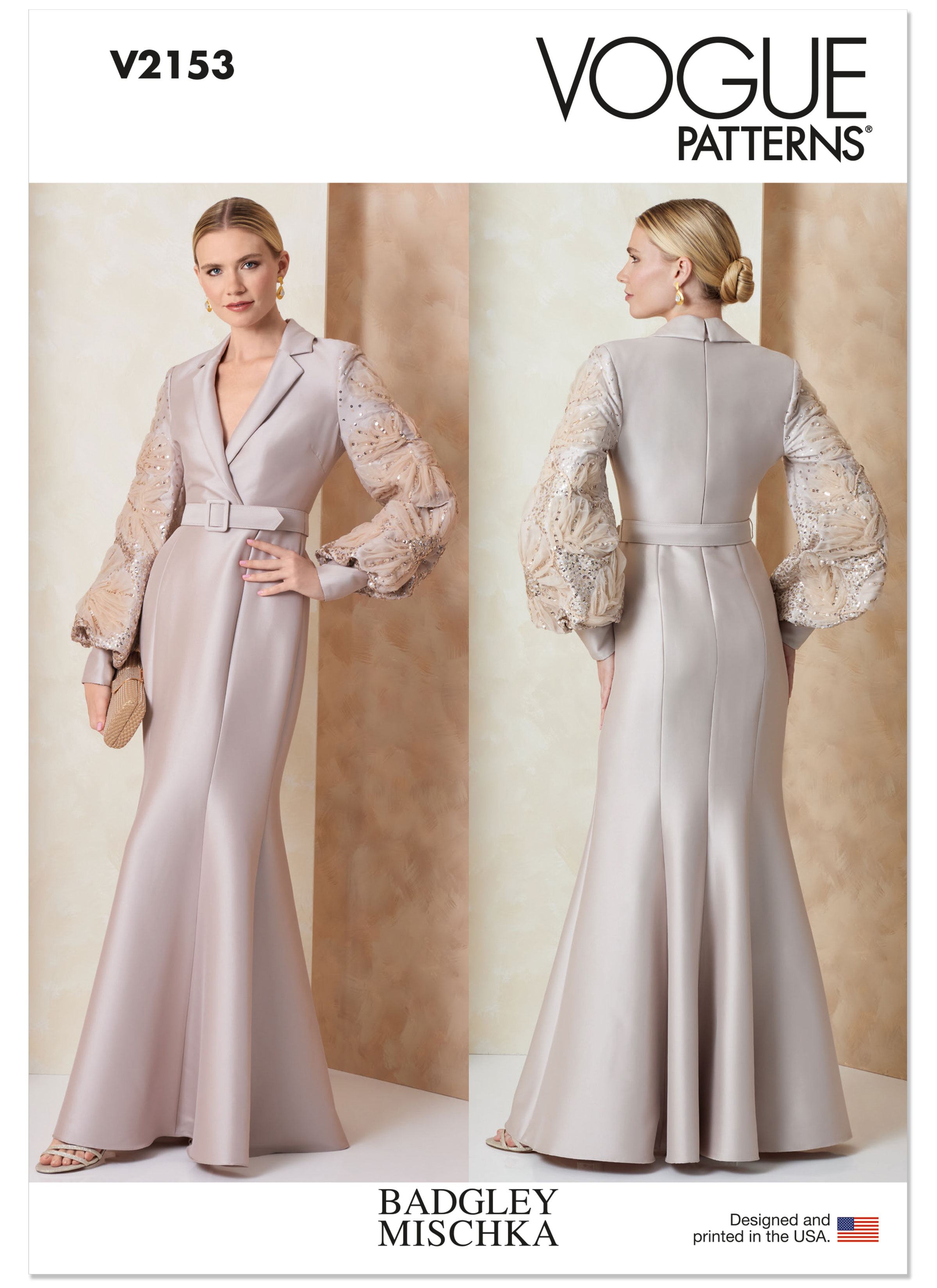 Vogue Patterns 2153 Misses' Evening Gown with Embellished Sleeves and ...