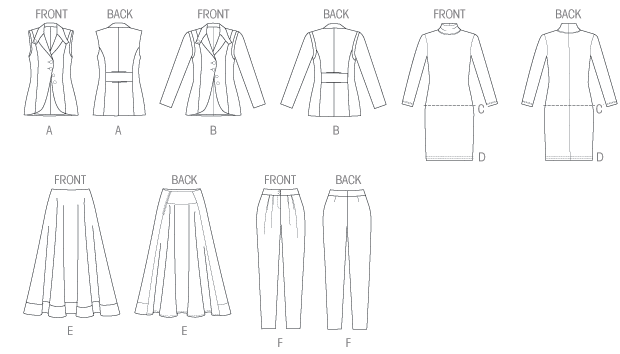 Vogue Patterns 8939 Misses' Vest, Jacket, Top, Dress, Skirt and Pants