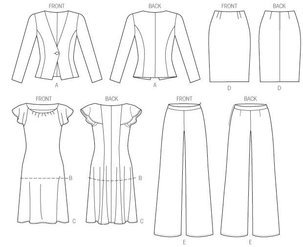 Vogue Patterns 8963 Misses' Jacket, Top, Dress, Skirt and Pants