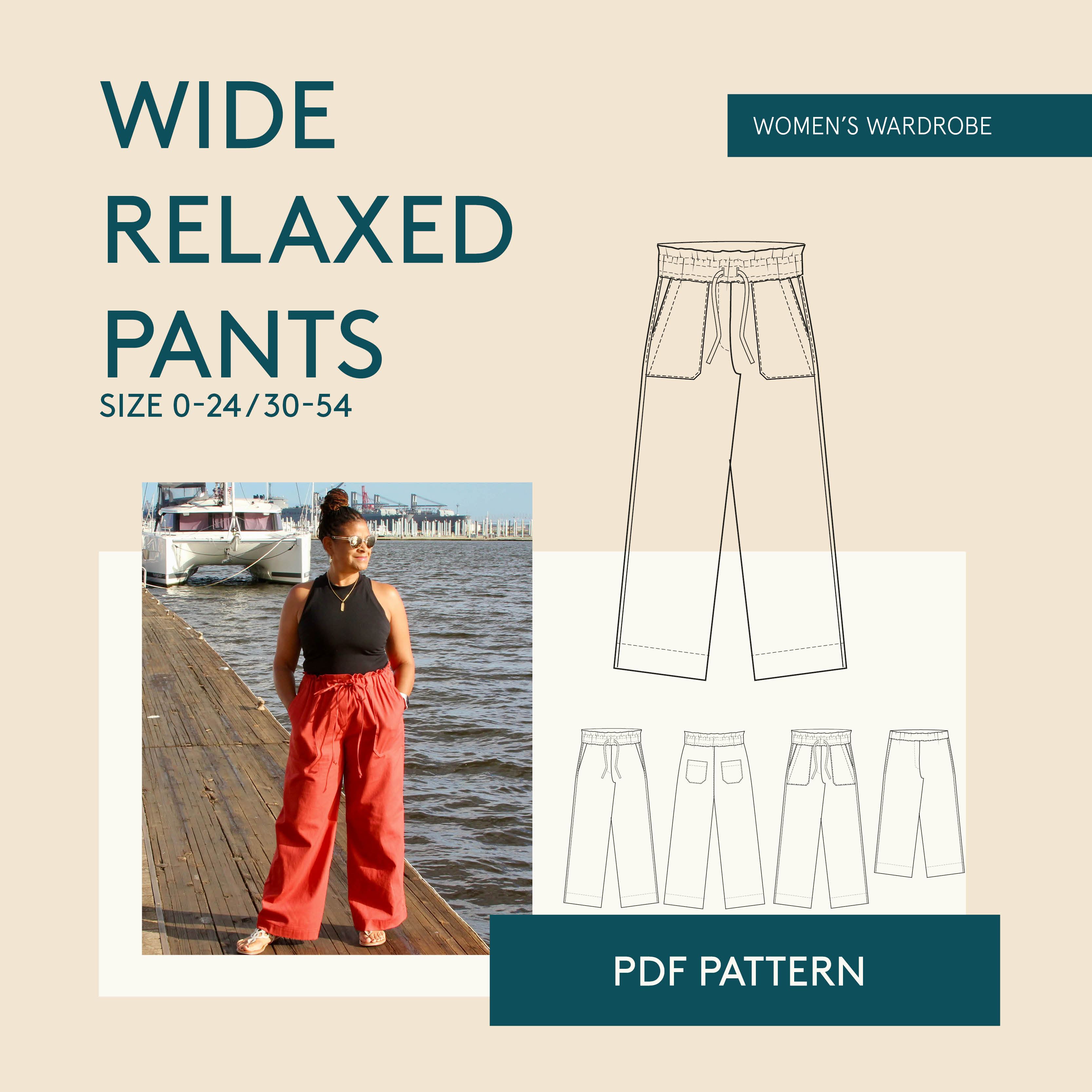 Pants Sewing Pattern Ladies Formal Trousers Pattern Flare Pants Pattern  Palazzo Pants Pattern High Waisted Wide Leg Pants Pattern 