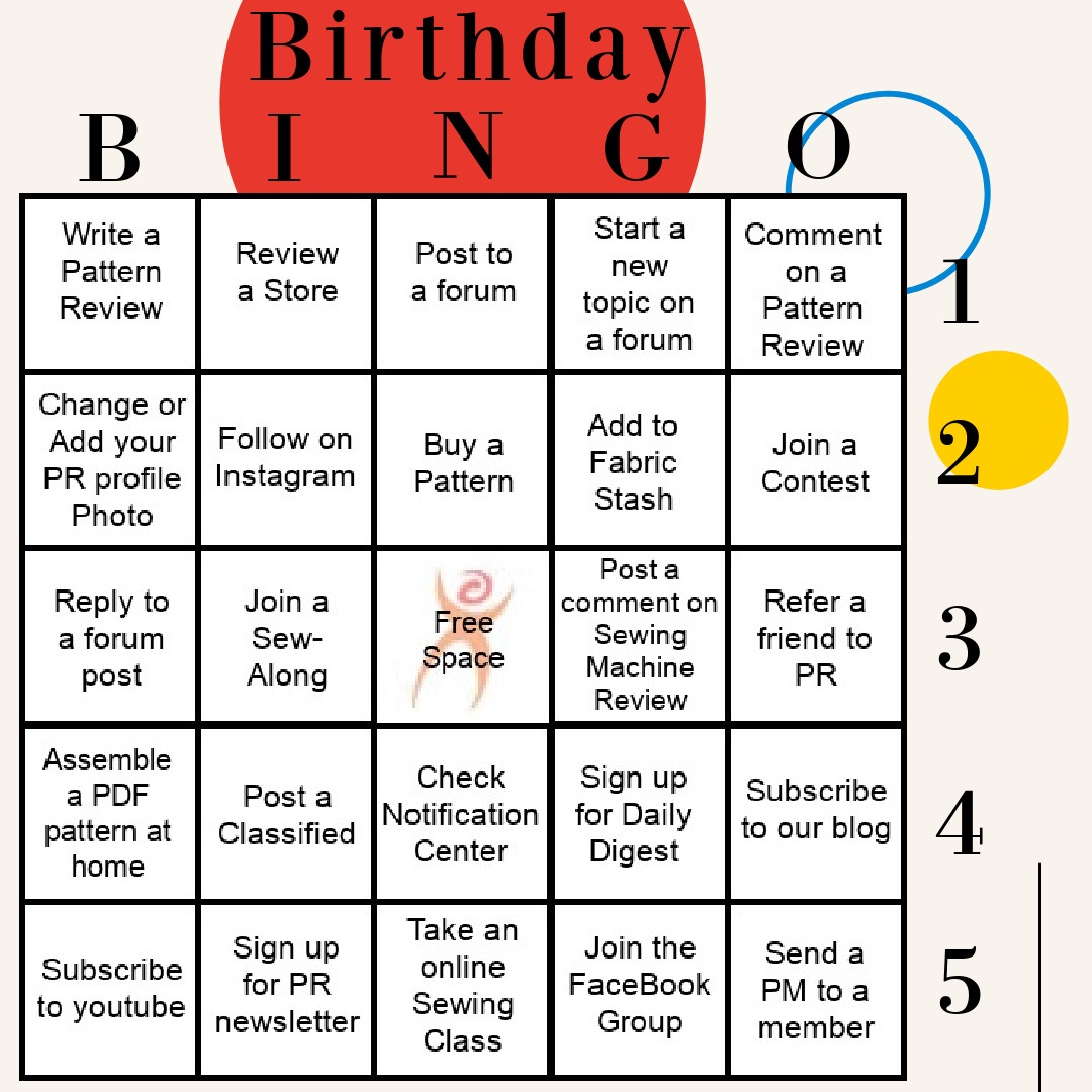 Game: PR&#39;s Birthday Bingo 11/28/22 - PatternReview.com Blog